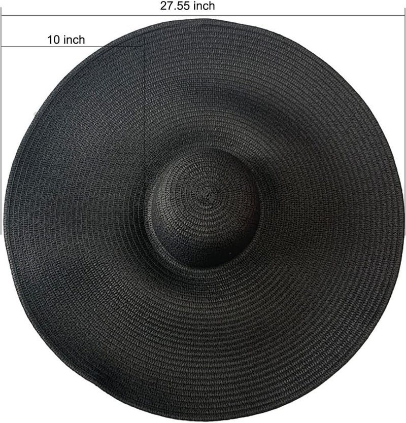 Tinkeep Oversized Beach Straw Hats for Women Extra Large Wide Brim Beach Hat Foldable Roll up Floppy Sun Hat - Image 2